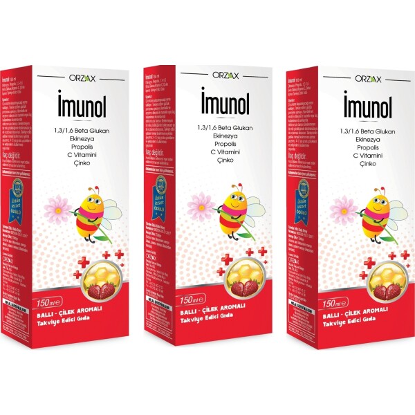 İmunol Ballı Çilek Aromalı Şurup 150 ml 3 lü - 1