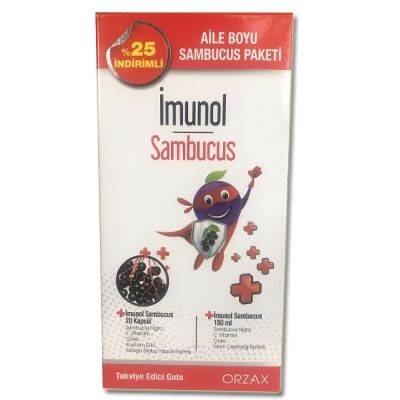 İmunol Sambucus Şurup 150 ml + Sambucus 20 Kapsül - Aile Boyu Paket - 1