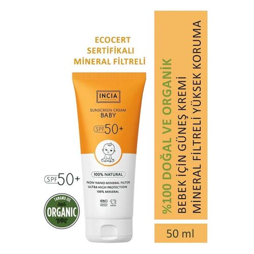 Incia Baby %100 Doğal Güneş Kremi SPF50 50 ml - 1