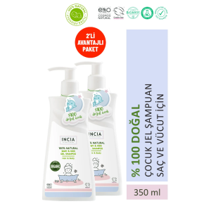 INCIA Çocuklar İçin Doğal Jel Şampuan Saç ve Vücut İçin 350 ml 2 Adet