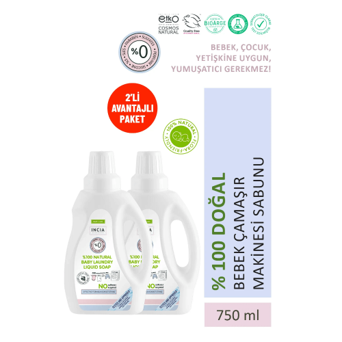 INCIA Doğal Bebek Çamaşır Makinesi Sabunu 750 ml 2 Adet - 1