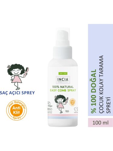 Incia %100 Doğal Kolay Tarama Spreyi Çocuklar için Nemlendirici Parlaklaklaştırıcı Anti-Klit 100ml - 1