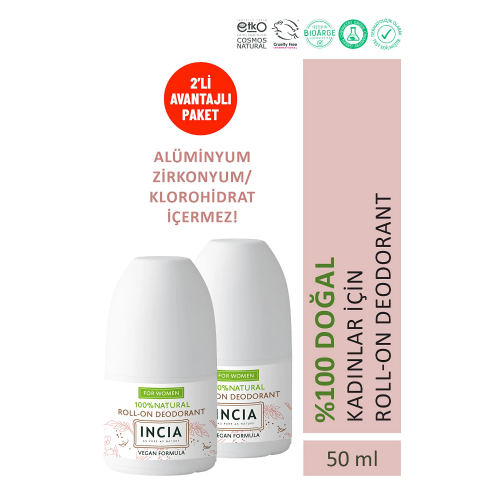 Incia Doğal Roll-On Deodorant Kadınlar İçin 50 ml x2 - 1