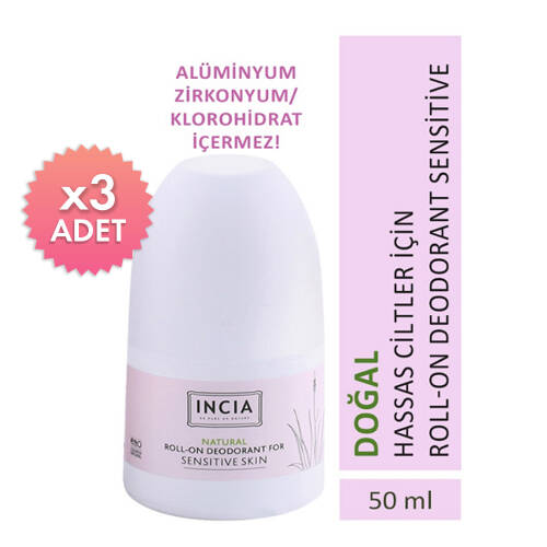Incia Hassas Ciltler İçin Doğal Roll-On Deodorant 50 ml 3 Adet - 1