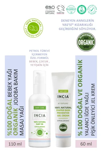 Incia Pişik Önleyici Jel Kremi 60ml + İncia Bebek Yağı 110 ml - 1