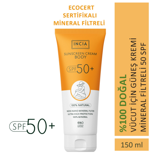 Incia Vücut İçin %100 Doğal Güneş Kremi SPF50+ 150 ml - 1