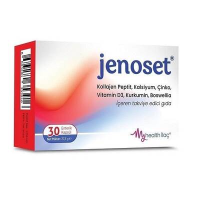 Jenoset Kollajen Peptit Vitamin D3 Kurkumin Boswellia İçeren Tak.Ed.Gıd. 30 Kapsül - 1