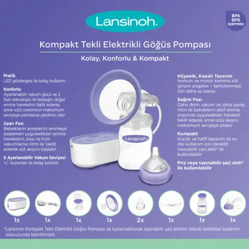 Lansinoh Kompakt Tekli Elektrikli Göğüs Pompası - 3