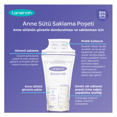 Lansinoh Süt Saklama Poşeti Steril 180 ml 25 Adet - 2