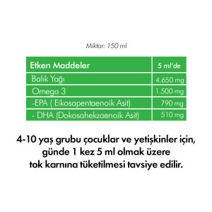 Lectus Kids Kral Şakir Elma Aromalı Balık Yağı 150 ml - 2