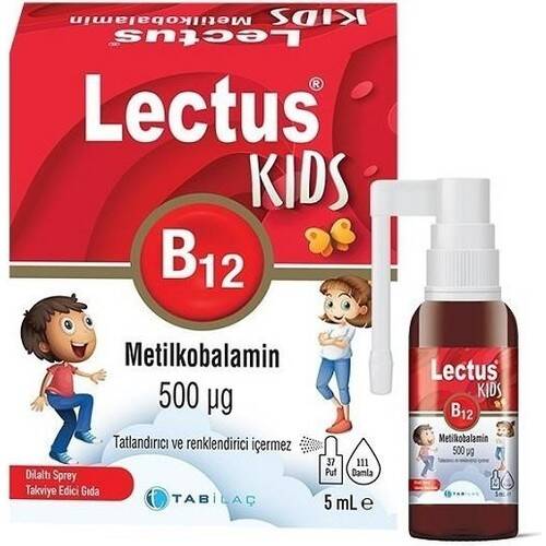Lectus Metilkobalamin Kids B12 Dil Altı Sprey 5 ml - 1