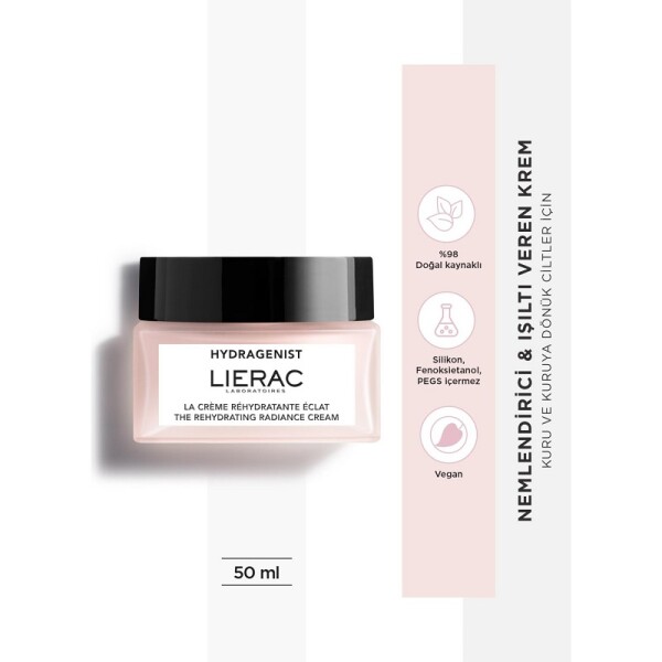 Lierac Paris Hydragenist The Rehydrating Radiance Cream Shea Yağı İçeren Nemlendirici Işıltı Veren Krem 50 ml - 1