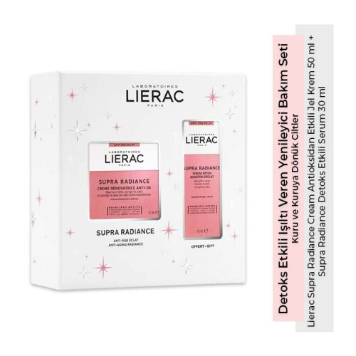 Lierac Supra Radiance Cream Antioksidan Etkili Jel Krem 50 ml + Supra Radiance Detoks Etkili Serum 30 ml - 1