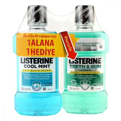 Listerine Cool Mint 250 ml + Listerine Teeth Gum 250 ml HEDİYE - 1