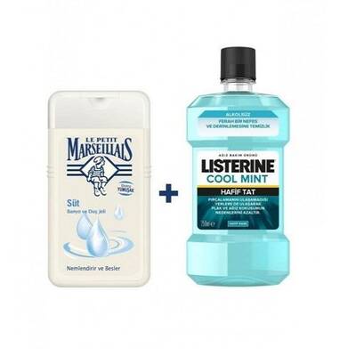 Listerine Cool Mint Ağız Bakım Suyu 250 ml + Le Petit Marseillais Süt Duş Jeli 250 ml - 1