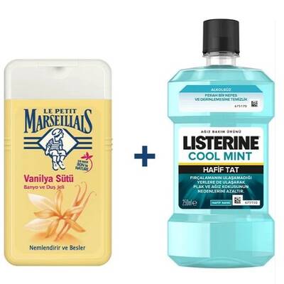 Listerine Cool Mint Ağız Bakım Suyu 250 ml + Le Petit Marseillais Vanilya Sütü Duş Jeli 250 ml - 1