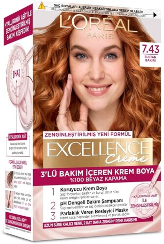 Loreal Paris Excellence Creme Saç Boyası - 7.43 Sultan Bakırı - 1