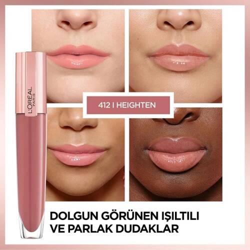 L'Oreal Paris Brilliant Signature Plump In Gloss Likit Ruj - 412 I Heighten - 4