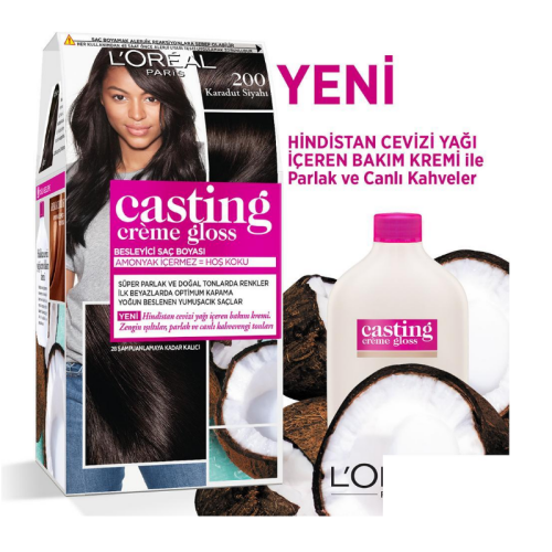 L'Oreal Paris Casting Creme Gloss Saç Boyası - 200 Karadut Siyahı - 3