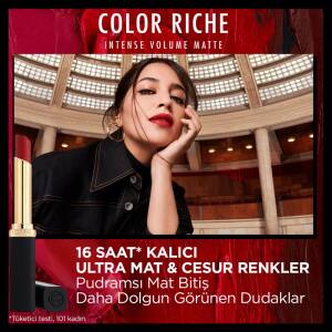 L'oreal Paris Color Riche Colors Of Worth Intense Volume Matte Ruj - 300 Rouge Confident - 3