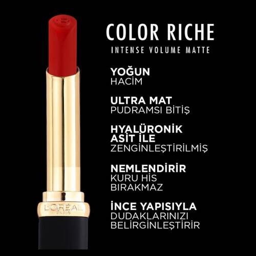 L'Oreal Paris Color Riche Intense Volume Matte Ruj - 346 Rouge Determination - 4