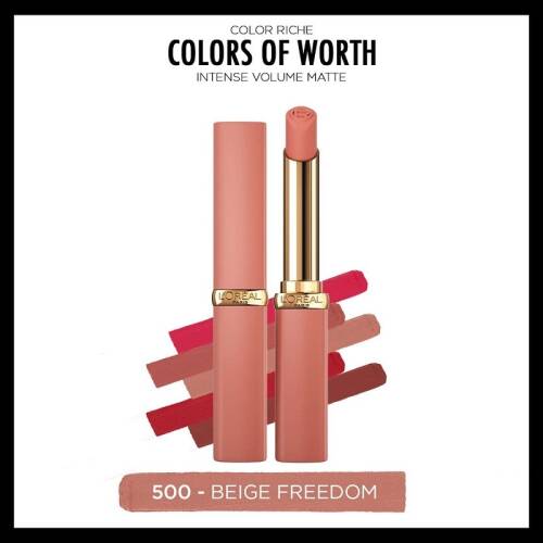 L'oreal Paris Colors Of Worth Color Riche Intense Volume Matte Ruj - 500 Beige Freedom - 1