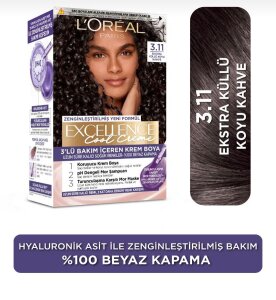 Loreal Paris Excellence Cool Creme Saç Boyası – 3,11 Ekstra Küllü Koyu Kahve