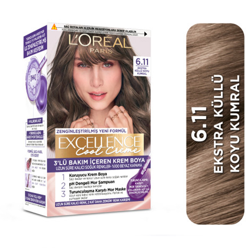 Loreal Paris Excellence Cool Creme Saç Boyası 6.11 Ekstra Küllü Koyu Kumral 