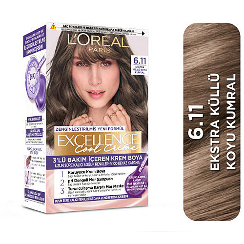Loreal Paris Excellence Cool Creme Saç Boyası 6.11 Ekstra Küllü Koyu Kumral - 1