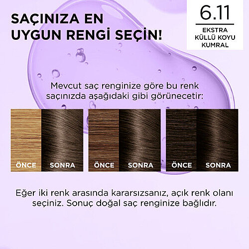 Loreal Paris Excellence Cool Creme Saç Boyası 6.11 Ekstra Küllü Koyu Kumral - 4
