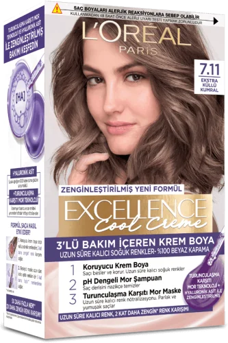 Loreal Paris Excellence Cool Creme Saç Boyası - 7.11 Ekstra Küllü Kumral - 1