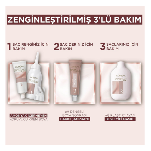 L'Oreal Paris Excellence Creme Nude Renkler Saç Boyası - 3U Nude Koyu Kahve - 4