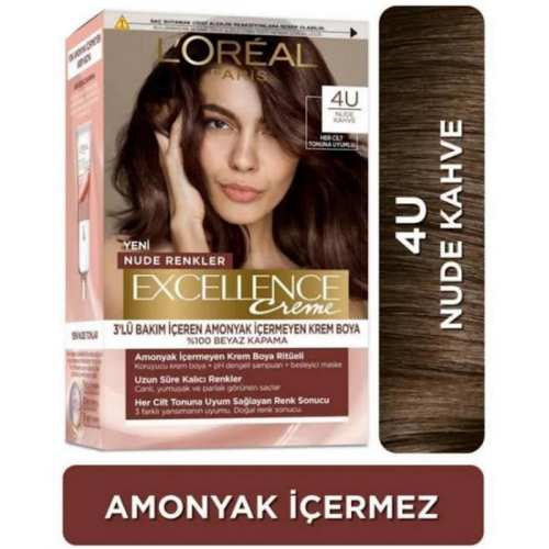 L'Oreal Paris Excellence Creme Nude Renkler Saç Boyası - 4U Nude Kahve - 1