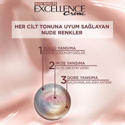 L'Oreal Paris Excellence Creme Nude Renkler Saç Boyası - 6U Nude Koyu Kumral - 3