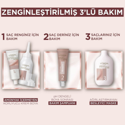 L'Oreal Paris Excellence Creme Nude Renkler Saç Boyası - 6U Nude Koyu Kumral - 4