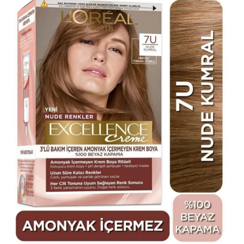 L'Oreal Paris Excellence Creme Nude Renkler Saç Boyası - 7U Nude Kumral - 1