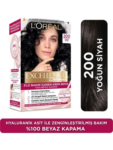 Loreal Paris Excellence Creme Saç Boyası 200 Yoğun Siyah - 1