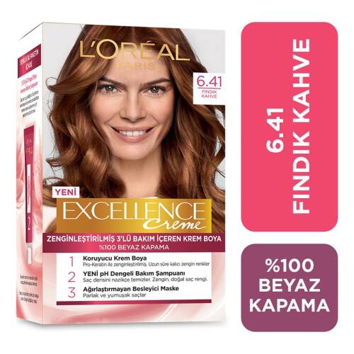 L'Oreal Paris Excellence Creme Saç Boyası 6.41 Fındık Kahvesi - 1