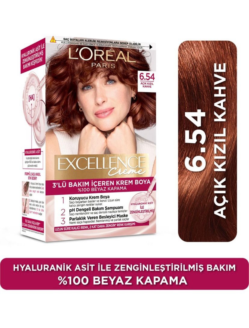 Loreal Paris Excellence Creme Saç Boyası - 6.54 Açık Kızıl Kahve