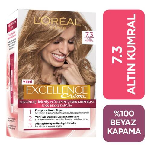 L'Oreal Paris Excellence Creme Saç Boyası 7.3 Altın Kumral - 1