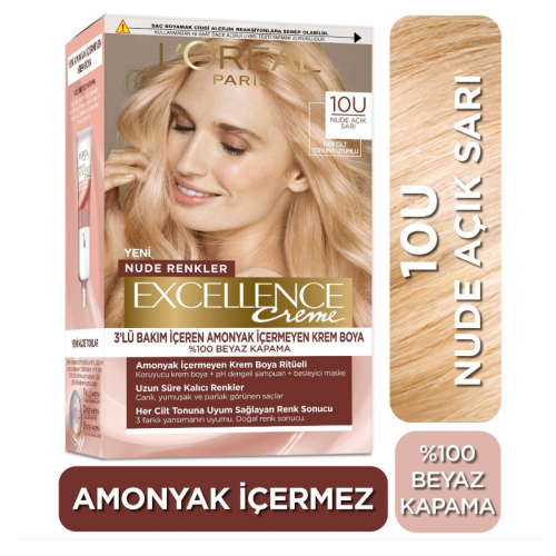 L'Oreal Paris Excellence Nude Renkler Saç Boyası - 10U Nude Açık Sarı - 1