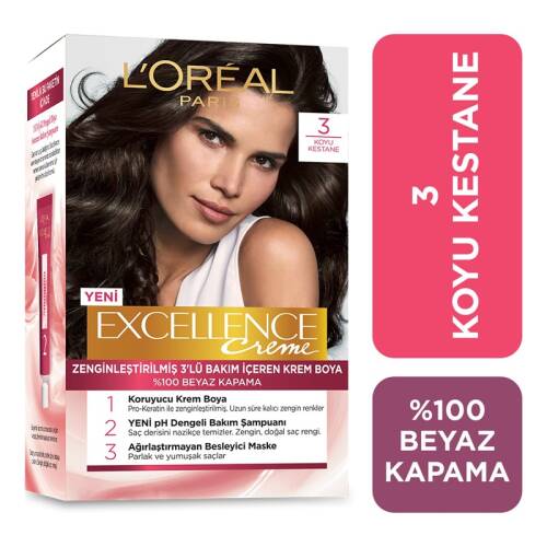 L'Oreal Paris Excellence Saç Boyası - 3 Koyu Kestane - 1