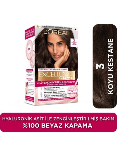 Loreal Paris Excellence Creme Saç Boyası - 3 Koyu Kestane - 1