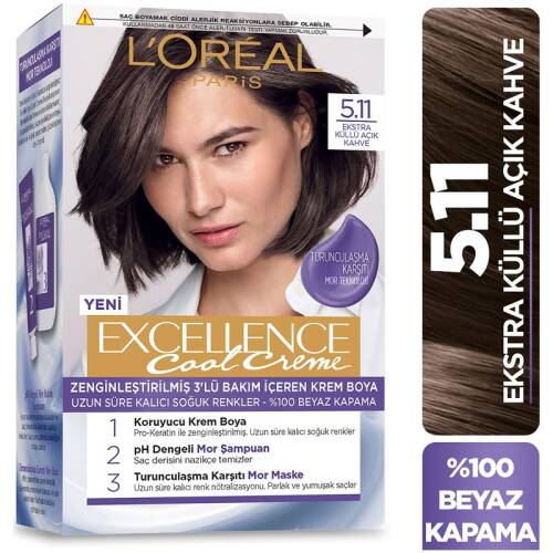 L'Oreal Paris Excellence Saç Boyası 5.11 Küllü Açık Kahve - 1