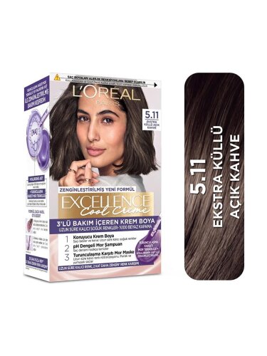 Loreal Paris Excellence Cool Creme Saç Boyası 5.11 Ekstra Küllü Açık Kahve - 1