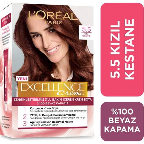 L'Oréal Paris Excellence Creme Saç Boyası - 5.5 Kızıl Kestane - 1