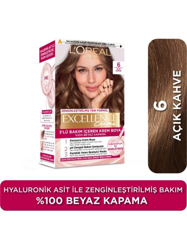 Loreal Paris Excellence Creme Saç Boyası 6 - Açık Kahve - 1