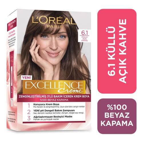 L'Oreal Paris Excellence Saç Boyası 6.1 Koyu Kumral Küllü - 1