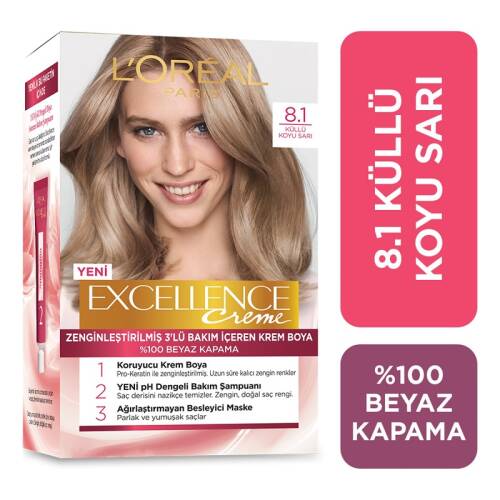 L'Oreal Paris Excellence Saç Boyası 8.1 Koyu Sarı Küllü - 1