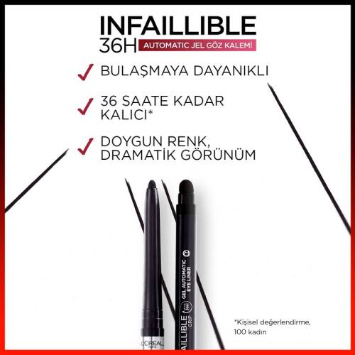 L'Oreal Paris İnfaillable Automatic Jel Göz Kalemi Yoğun Siyah - 3